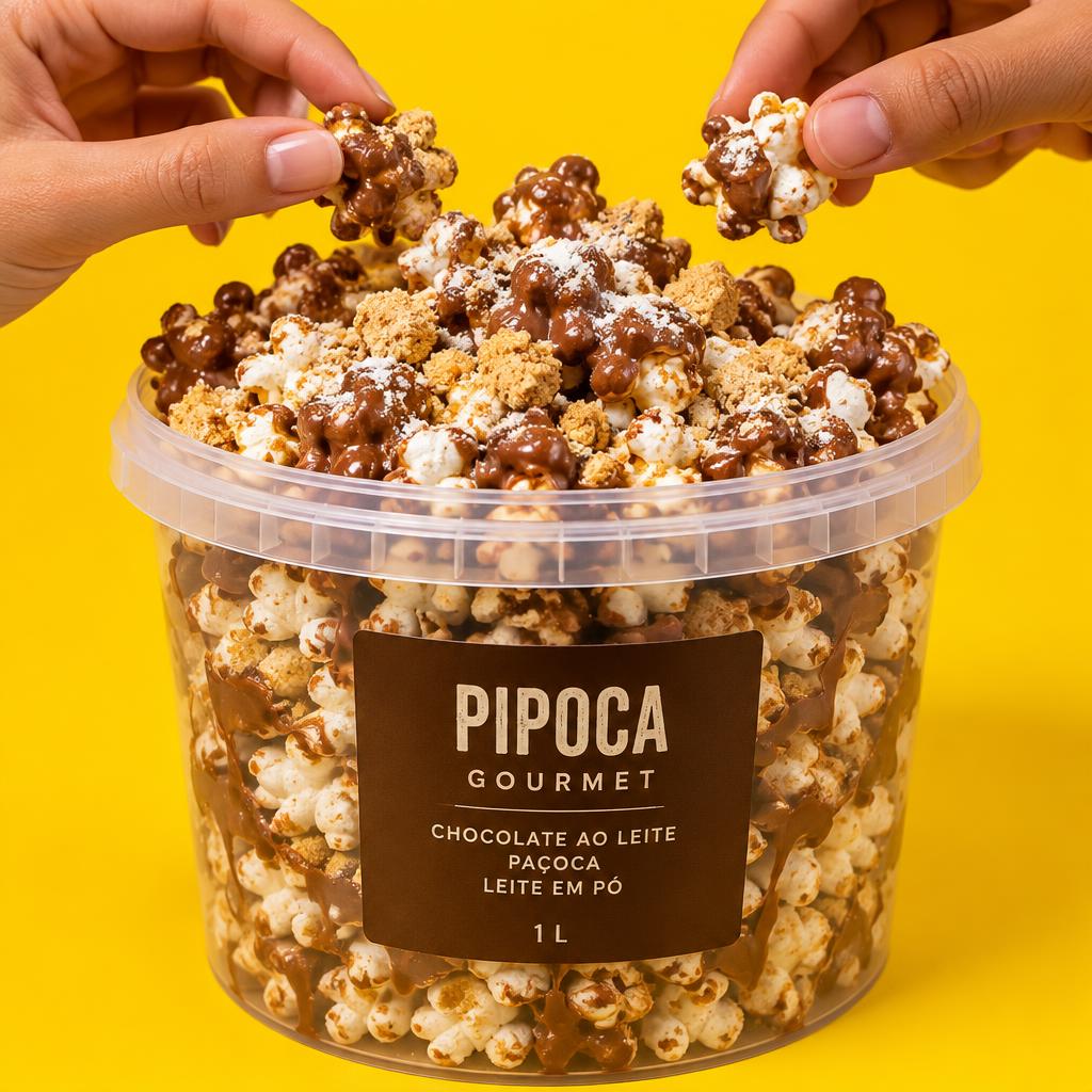 Balde 1 litro de pipoca gourmet